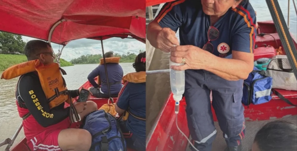 Bombeiros viajam 145 km para resgatar mãe com hemorragia após parto em área isolada de Feijó